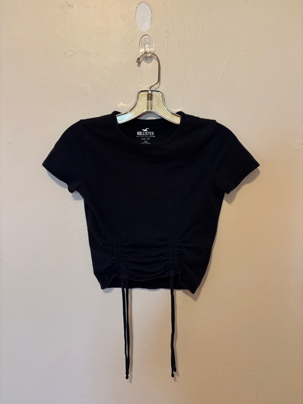 Hollister Black Ruched Drawstring Crop Top